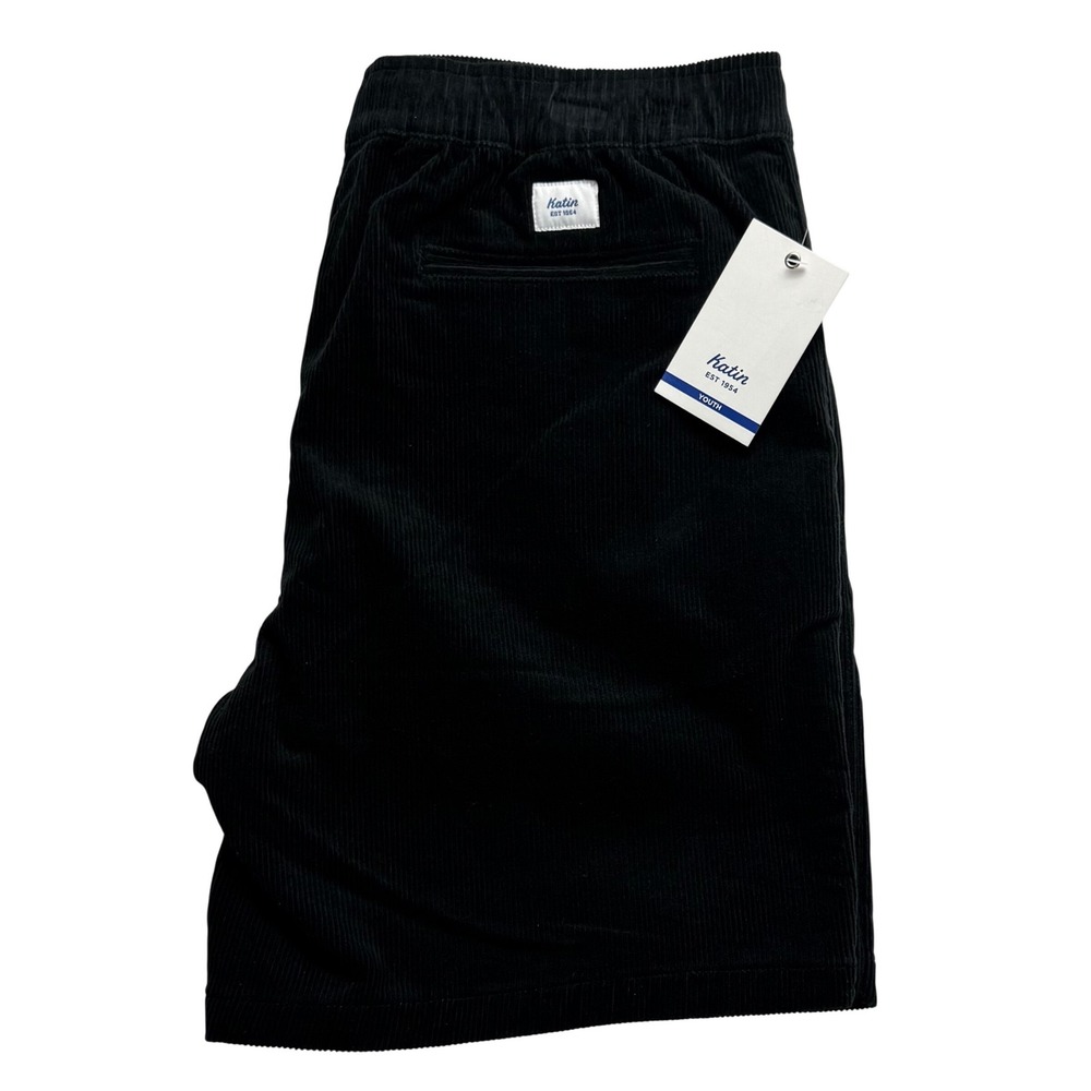 Katin Boys Kord Patio Short Black Corduroy Elastic Waist XL 18-20
